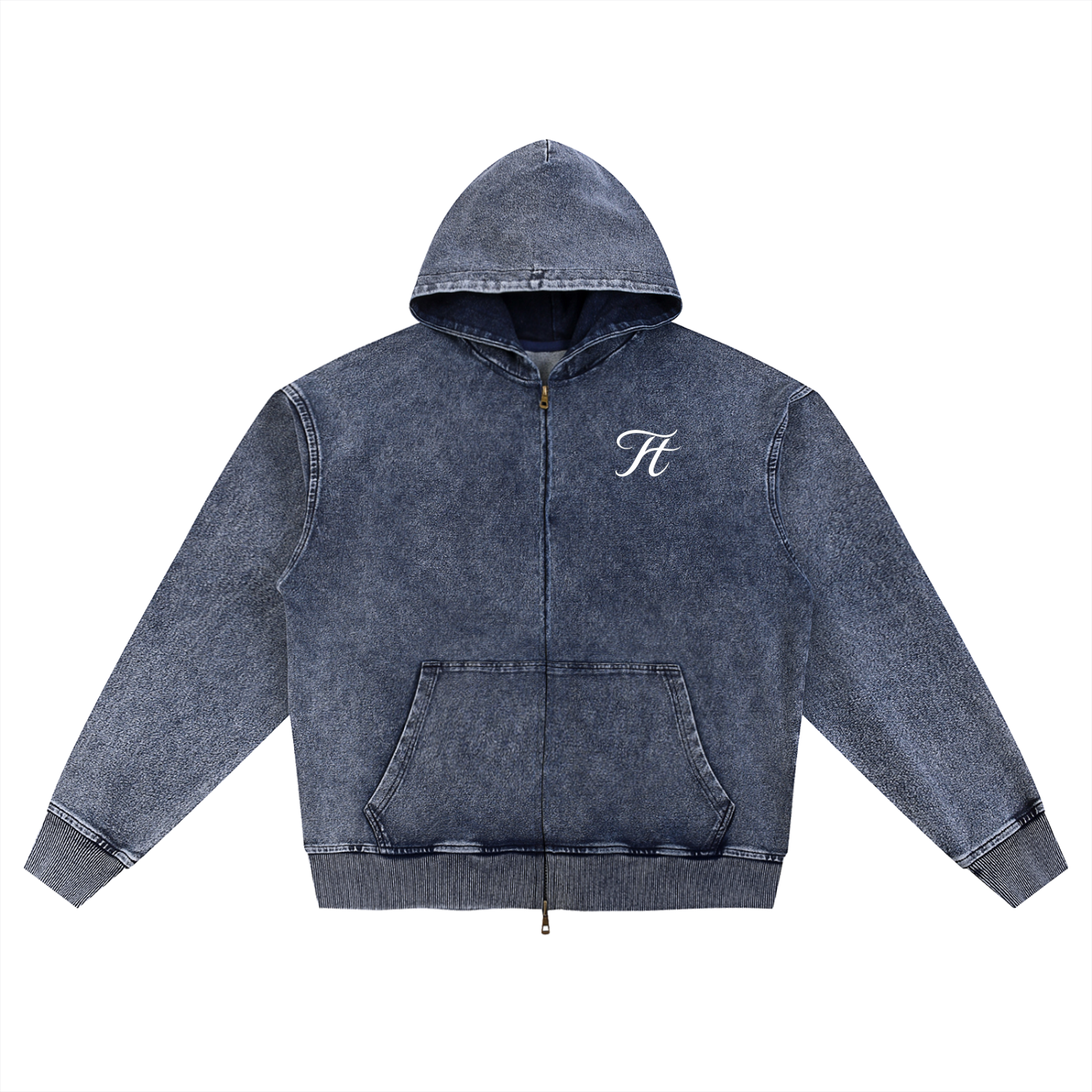 TurboTime Snow Wash Oversized Zip-Up Hoodie