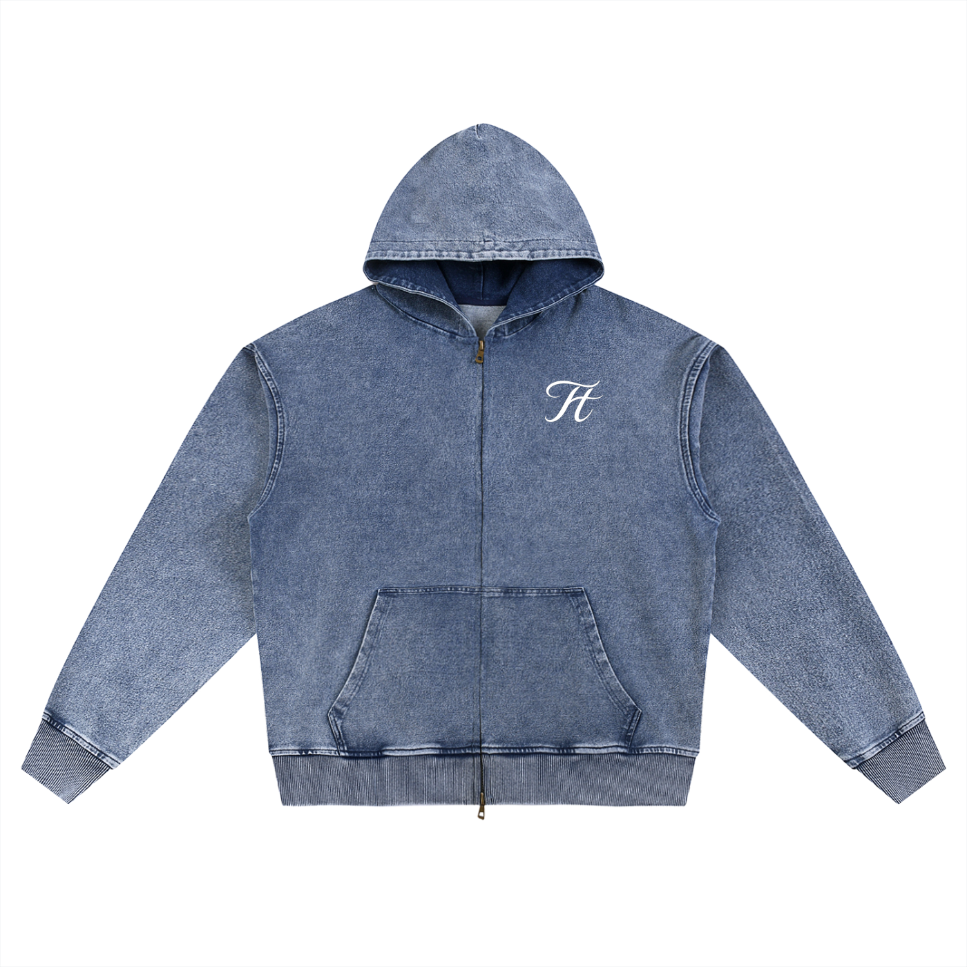 TurboTime Snow Wash Oversized Zip-Up Hoodie