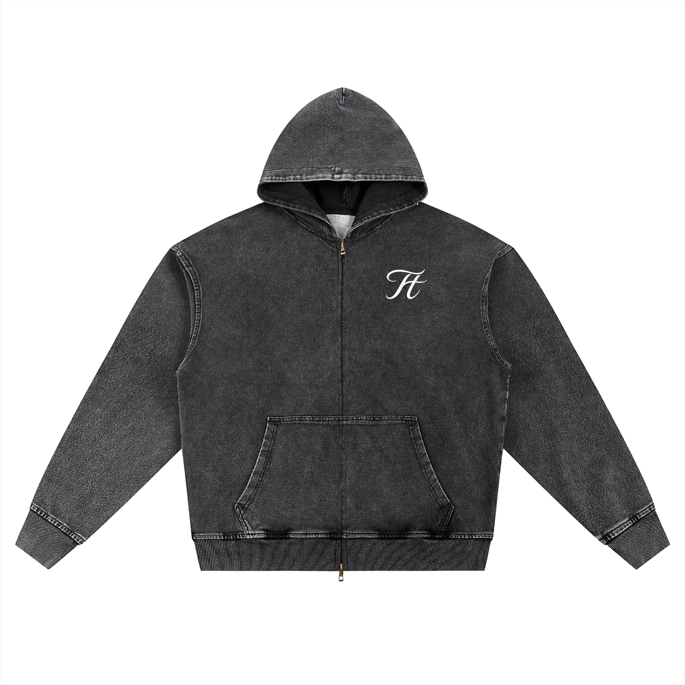 TurboTime Snow Wash Oversized Zip-Up Hoodie