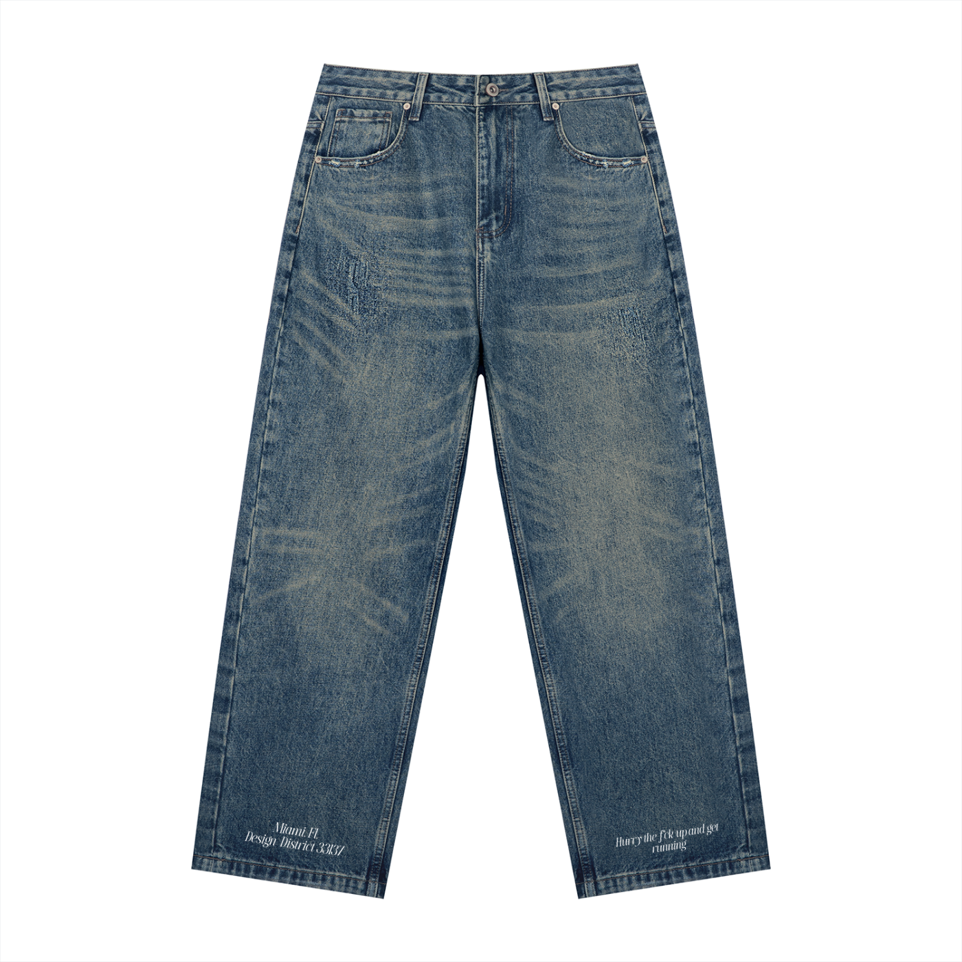 TurboTime Men's Vintage Wash Denim Jeans